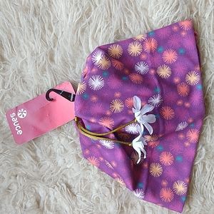 Sauce Active Ponytail Beanie Hat Flower Tassel NWT